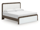 Kendanport White/Brown King Upholstered Bed by Ashley at Eve Furniture