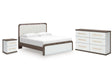 Kendanport White/Brown King Upholstered Bed, Dresser and Nightstand by Ashley at Eve Furniture