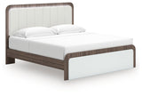 Kendanport White/Brown King Upholstered Bed, Dresser and Nightstand by Ashley at Eve Furniture