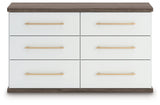 Kendanport White/Brown King Upholstered Bed, Dresser and Nightstand by Ashley at Eve Furniture