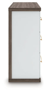 Kendanport White/Brown King Upholstered Bed, Dresser and Nightstand by Ashley at Eve Furniture