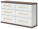 Kendanport White/Brown King Upholstered Bed, Dresser and Nightstand by Ashley at Eve Furniture