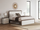 Kendanport White/Brown King Upholstered Bed, Dresser and Nightstand by Ashley at Eve Furniture