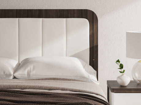Kendanport White/Brown Queen Upholstered Bed by Ashley at Eve Furniture