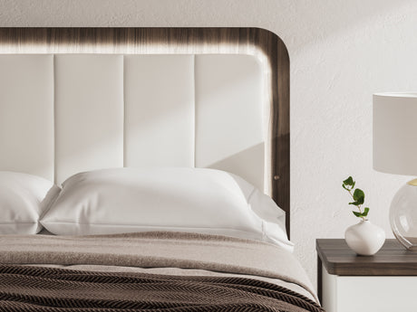 Kendanport White/Brown Queen Upholstered Bed by Ashley at Eve Furniture