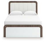 Kendanport White/Brown Queen Upholstered Bed
