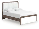Kendanport White/Brown Queen Upholstered Bed