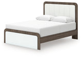 Kendanport White/Brown Queen Upholstered Bed, Dresser and Nightstand by Ashley at Eve Furniture