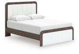 Kendanport White/Brown Queen Upholstered Bed, Dresser, Mirror and Nightstand by Ashley at Eve Furniture