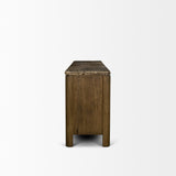 Kendrix Dark Brown Oak Wood Cappuccino Marble 4 Door Closed Sideboard by Mercana at Eve Furniture