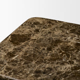 Kendrix Dark Brown Oak Wood Cappuccino Marble 4 Door Closed Sideboard by Mercana at Eve Furniture