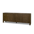 Kendrix Dark Brown Oak Wood Cappuccino Marble 4 Door Closed Sideboard by Mercana at Eve Furniture