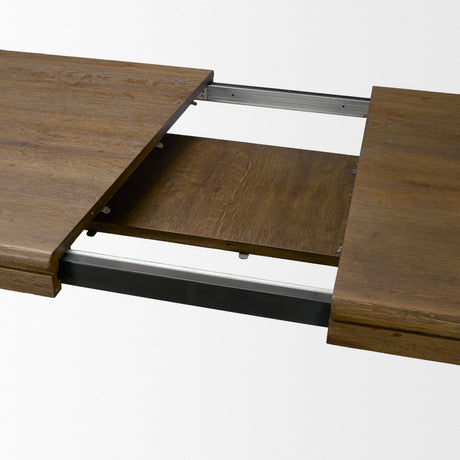 Kendrix Dark Brown Oak Wood Extendable Rectangular Dining Table by Mercana at Eve Furniture