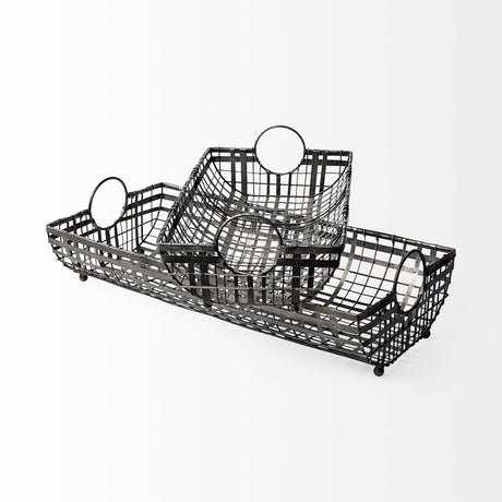 Kenneth (Set of 2) Gray Metal Baskets by Mercana at Eve Furniture