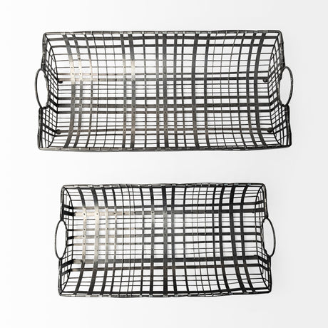Kenneth (Set of 2) Gray Metal Baskets by Mercana at Eve Furniture