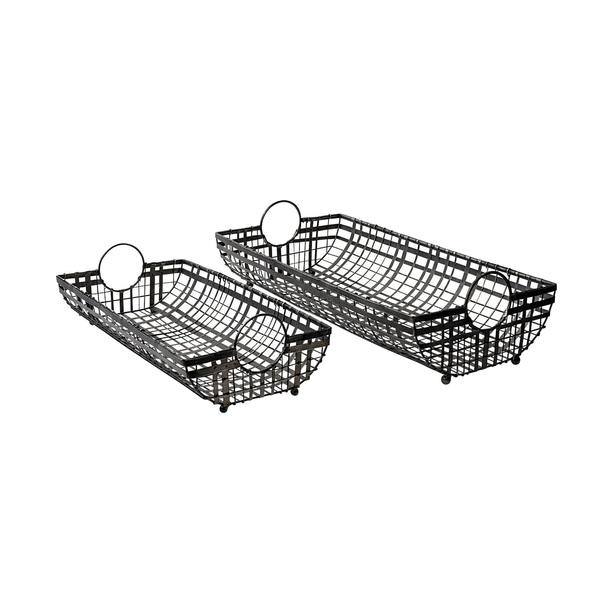 Kenneth (Set of 2) Gray Metal Baskets by Mercana at Eve Furniture