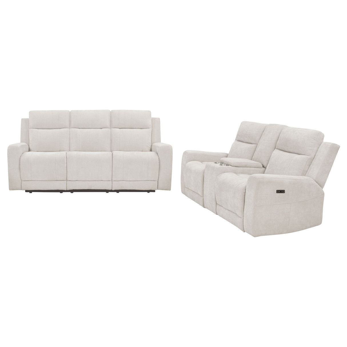 Kennett 2-piece Ivory Chenille Power Reclining Sofa Set by Coaster at Eve Furniture