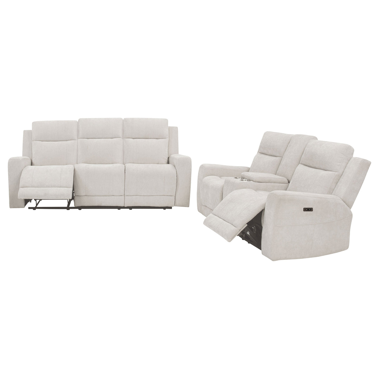 Kennett 2-piece Ivory Chenille Power Reclining Sofa Set by Coaster at Eve Furniture