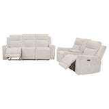 Kennett 2-piece Ivory Chenille Power Reclining Sofa Set by Coaster at Eve Furniture