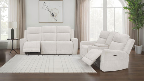Kennett 2-piece Ivory Chenille Power Reclining Sofa Set by Coaster at Eve Furniture