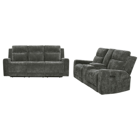 Kennett Dark Gray 2-Piece Chenille Power Reclining Set by Coaster at Eve Furniture