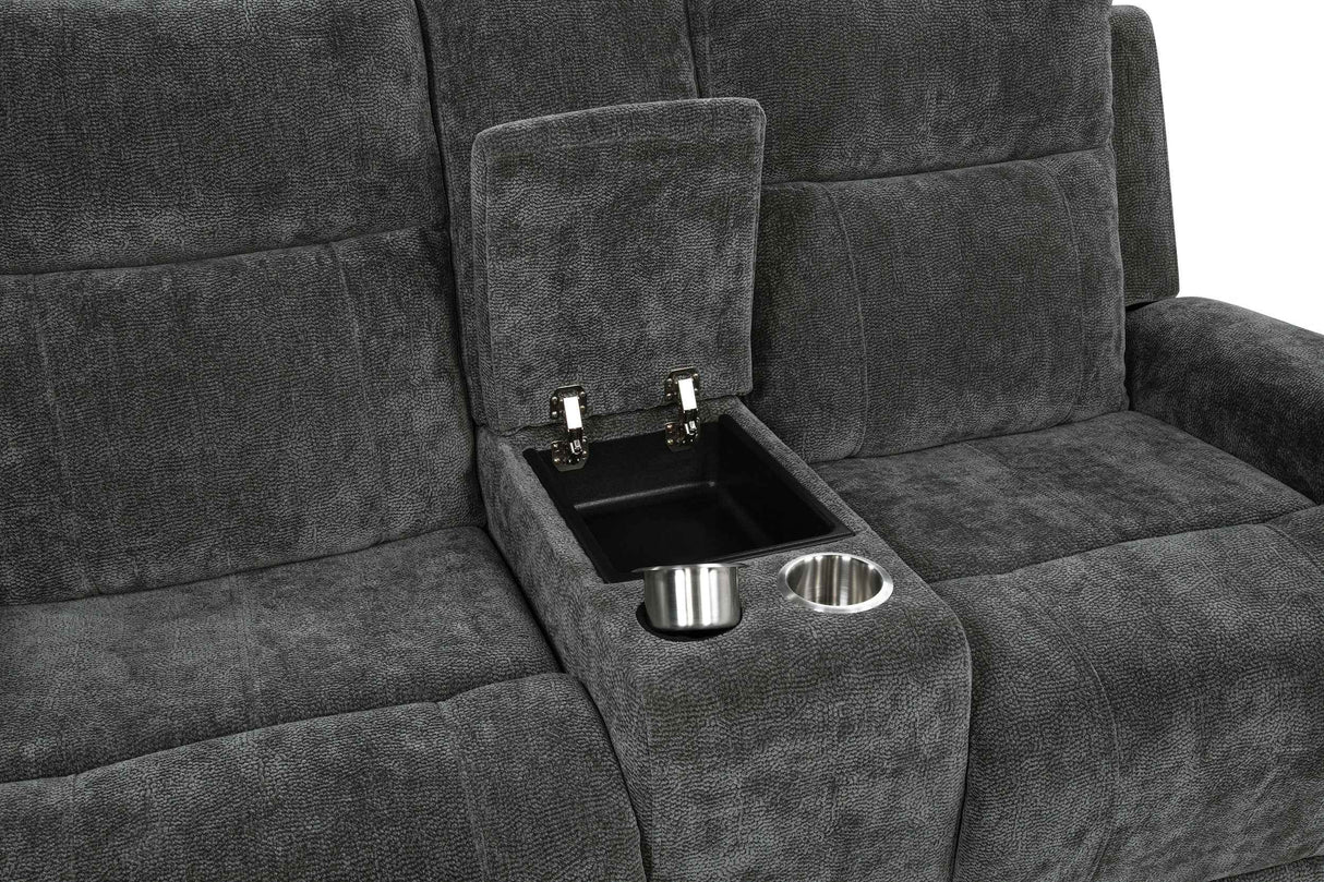 Kennett Dark Grey 2-piece Chenille Power Reclining Sofa Set by Coaster at Eve Furniture