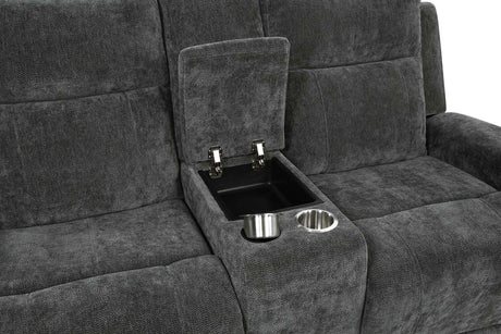Kennett Dark Grey 2-piece Chenille Power Reclining Sofa Set by Coaster at Eve Furniture