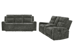Kennett Dark Grey 2-piece Chenille Power Reclining Sofa Set by Coaster at Eve Furniture