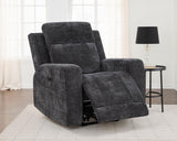 Kennett Dark Grey Chenille Upholstered Power Recliner Chair by Coaster at Eve Furniture