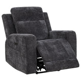 Kennett Dark Grey Chenille Upholstered Power Recliner Chair by Coaster at Eve Furniture