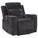 Kennett Dark Grey Chenille Upholstered Power Recliner Chair by Coaster at Eve Furniture