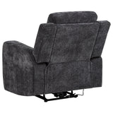 Kennett Dark Grey Chenille Upholstered Power Recliner Chair by Coaster at Eve Furniture