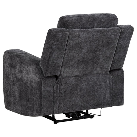 Kennett Dark Grey Chenille Upholstered Power Recliner Chair by Coaster at Eve Furniture