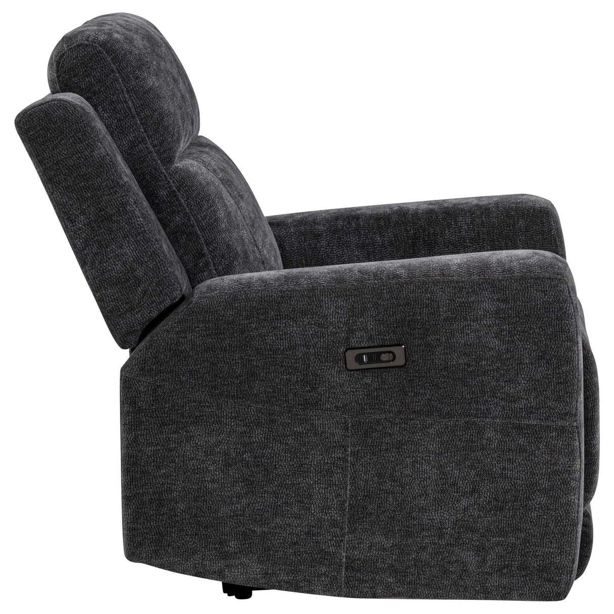 Kennett Dark Grey Chenille Upholstered Power Recliner Chair by Coaster at Eve Furniture