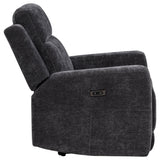 Kennett Dark Grey Chenille Upholstered Power Recliner Chair by Coaster at Eve Furniture