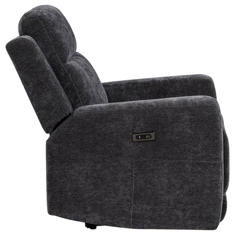 Kennett Dark Grey Chenille Upholstered Power Recliner Chair by Coaster at Eve Furniture