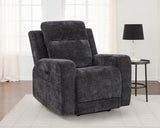 Kennett Dark Grey Chenille Upholstered Power Recliner Chair by Coaster at Eve Furniture