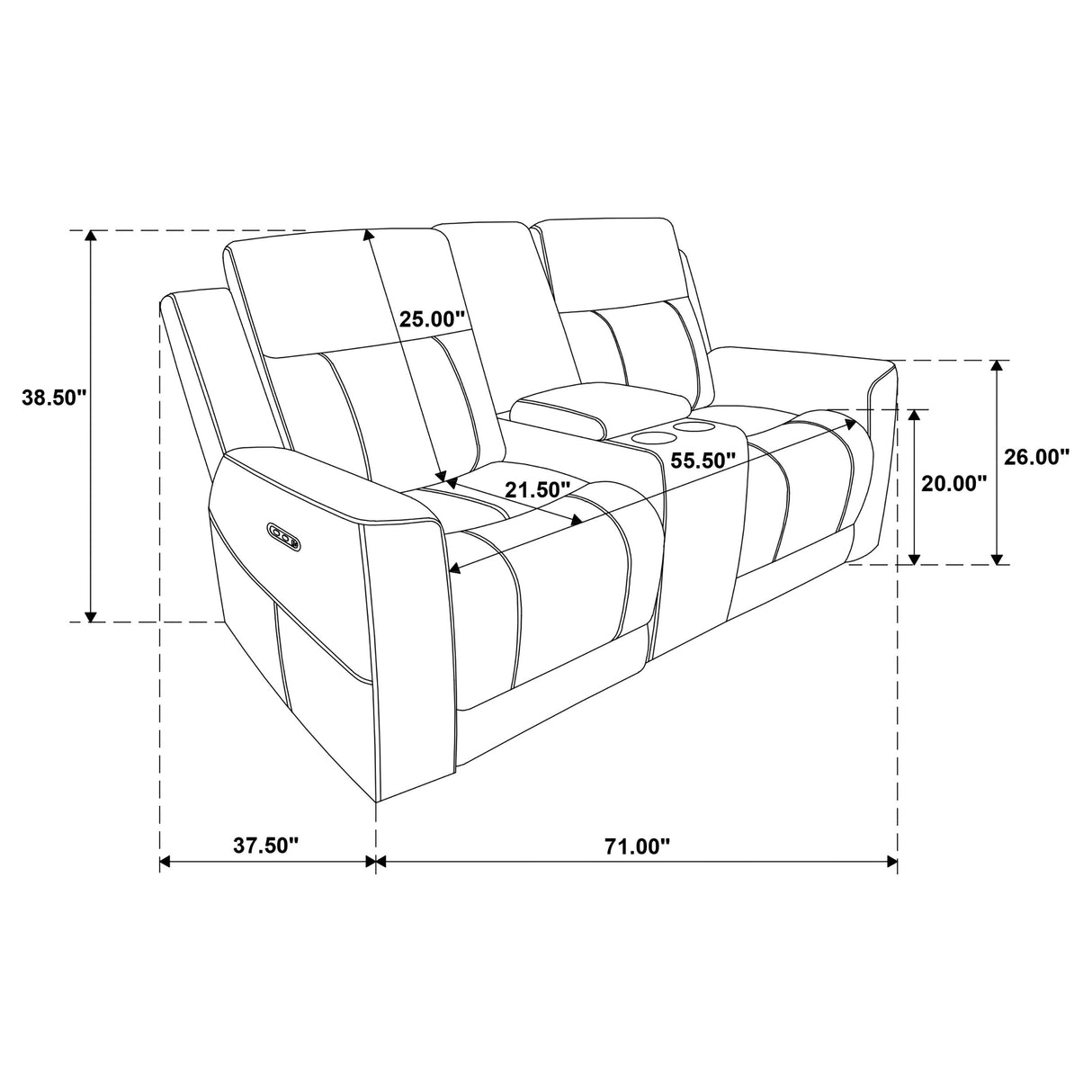 Kennett Dark Grey Chenille Upholstered Power Reclining Loveseat by Coaster at Eve Furniture