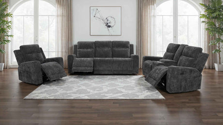 Kennett Dark Grey Chenille Upholstered Power Reclining Loveseat by Coaster at Eve Furniture