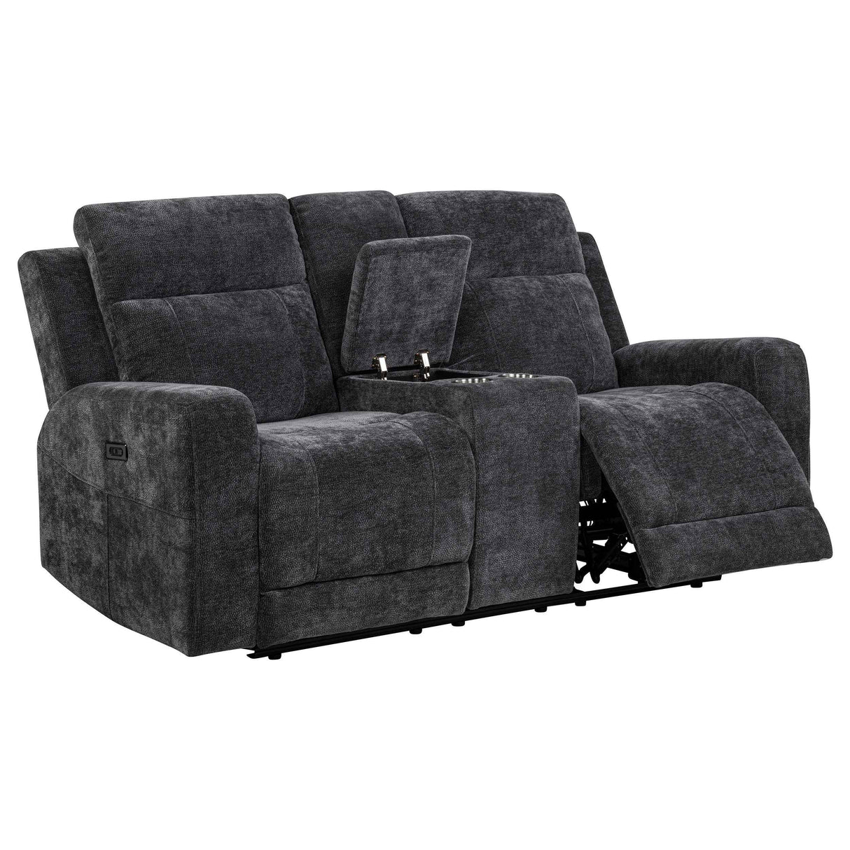 Kennett Dark Grey Chenille Upholstered Power Reclining Loveseat by Coaster at Eve Furniture