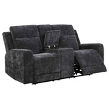 Kennett Dark Grey Chenille Upholstered Power Reclining Loveseat by Coaster at Eve Furniture