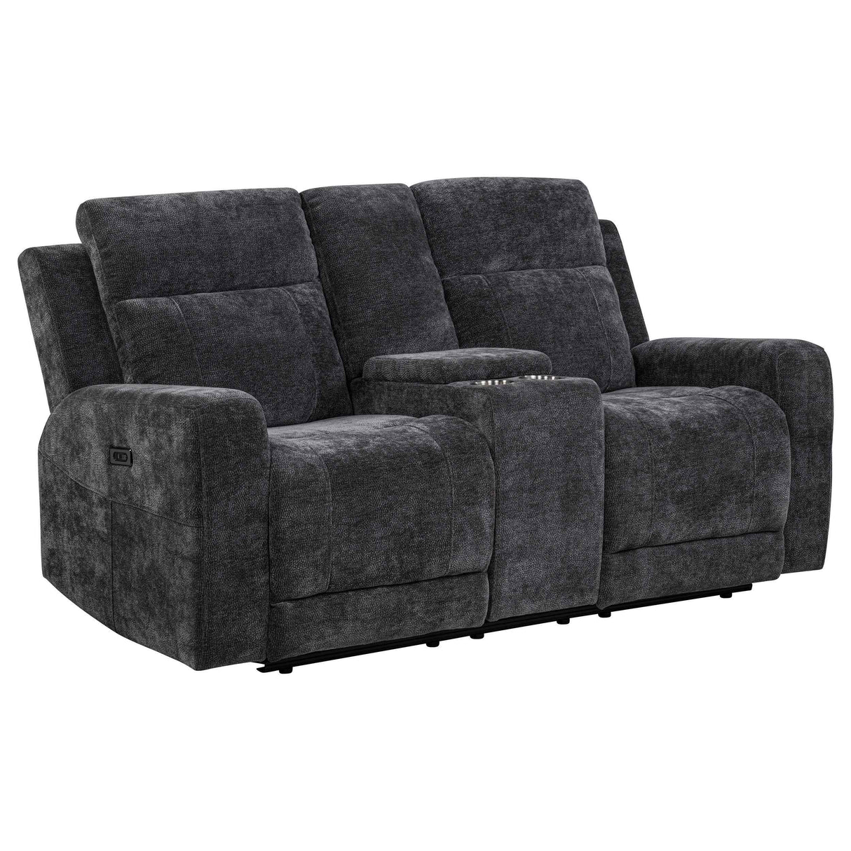 Kennett Dark Grey Chenille Upholstered Power Reclining Loveseat by Coaster at Eve Furniture