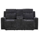 Kennett Dark Grey Chenille Upholstered Power Reclining Loveseat by Coaster at Eve Furniture