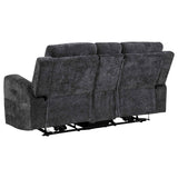 Kennett Dark Grey Chenille Upholstered Power Reclining Loveseat by Coaster at Eve Furniture