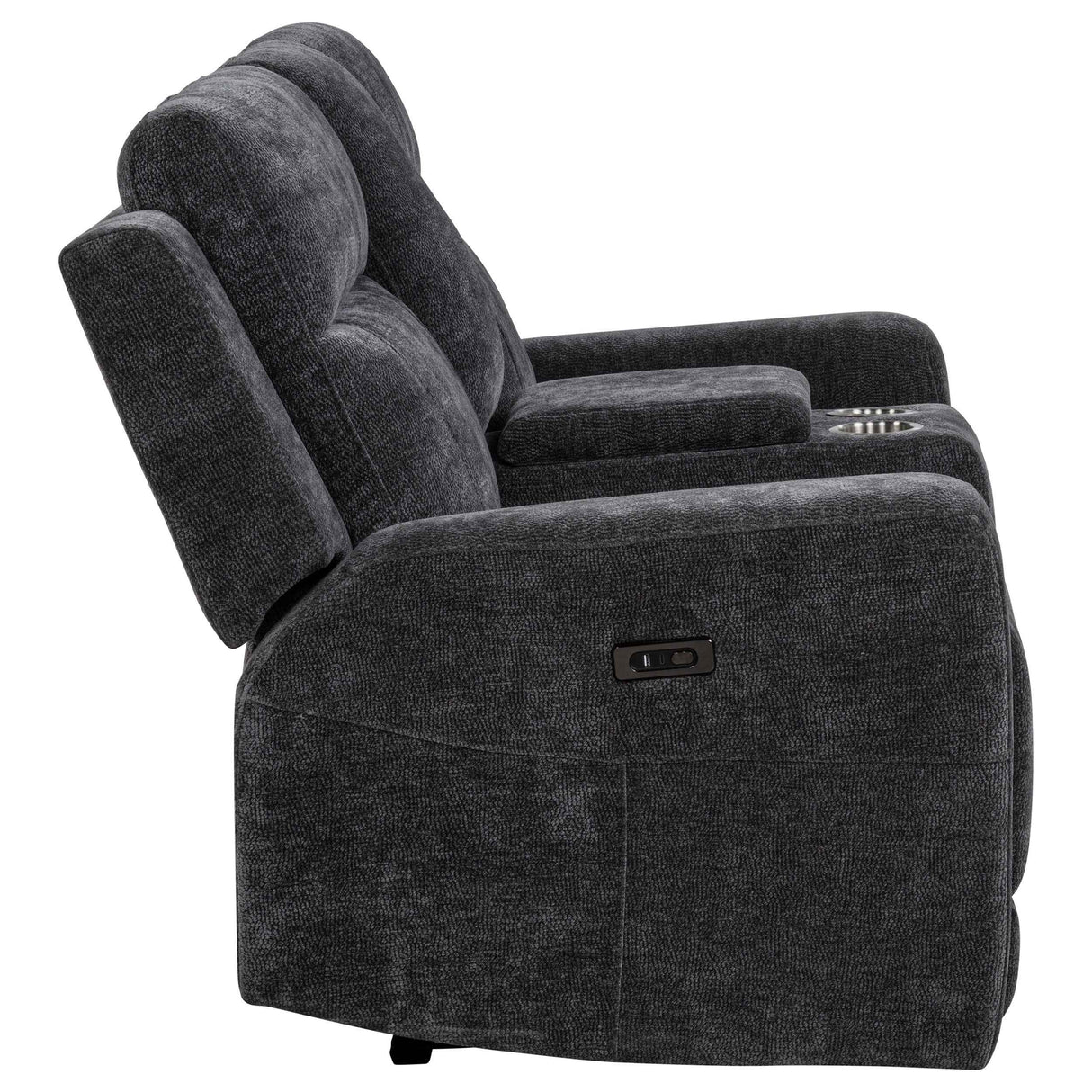 Kennett Dark Grey Chenille Upholstered Power Reclining Loveseat by Coaster at Eve Furniture