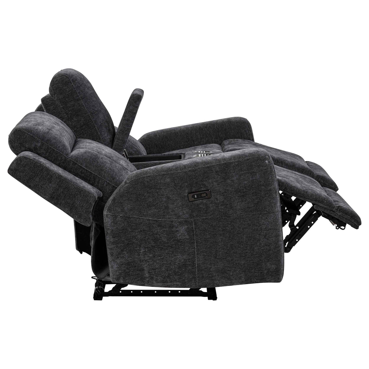 Kennett Dark Grey Chenille Upholstered Power Reclining Loveseat by Coaster at Eve Furniture