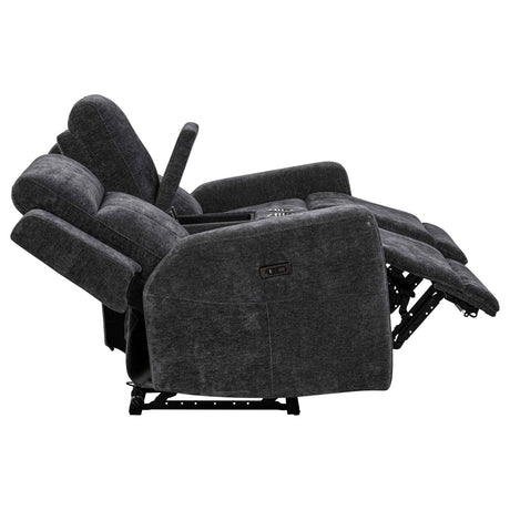 Kennett Dark Grey Chenille Upholstered Power Reclining Loveseat by Coaster at Eve Furniture