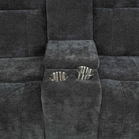 Kennett Dark Grey Chenille Upholstered Power Reclining Loveseat by Coaster at Eve Furniture