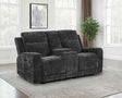 Kennett Dark Grey Chenille Upholstered Power Reclining Loveseat by Coaster at Eve Furniture