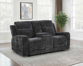 Kennett Dark Grey Chenille Upholstered Power Reclining Loveseat by Coaster at Eve Furniture